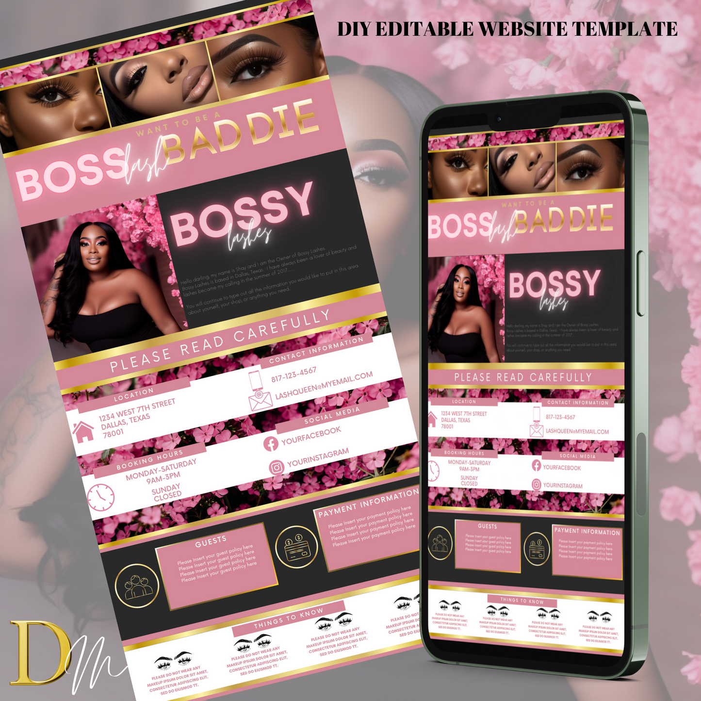 LASH BUSINESS (BOOKING SITE AND MARKETING FLYERS)